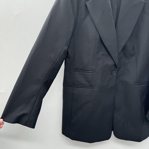 Banana Republic Sculpted Fit Italian Wool Blazer Sz 16L Tall Black Corporate - Picture 6 of 16